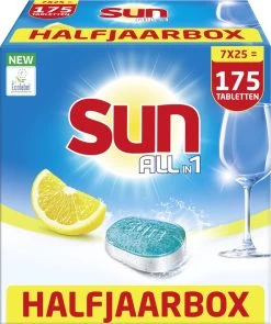 SUN® Sun All-in-1 Normaal Vaatwastabletten - 7 X 25 Tabletten - Voordeelverpakking 15 SUN® Sun All-in-1 Normaal Vaatwastabletten - 7 X 25 Tabletten - Voordeelverpakking -Schoonmaakartikelen Winkel 1006x1200 3