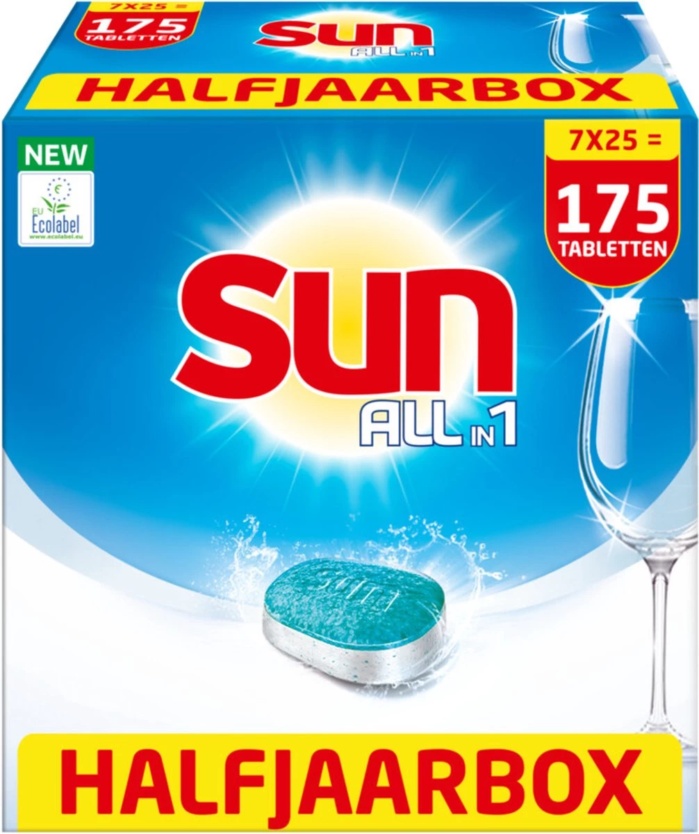 SUN® Sun All-in-1 Normaal Vaatwastabletten - 7 X 25 Tabletten - Voordeelverpakking 11 SUN® Sun All-in-1 Normaal Vaatwastabletten - 7 X 25 Tabletten - Voordeelverpakking - Afbeelding 9