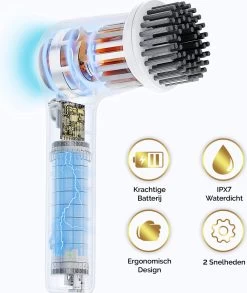 MostEssential Premium Elektrische Schoonmaakborstel 2023 Model – Elektrische Schrobber - Schrobborstel - Poetsmachine – Voor Badkamer Of Keuken - Inclusief 4 Borstelkoppen -Schoonmaakartikelen Winkel 1013x1200