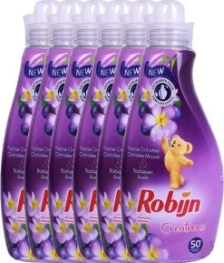 Robijn Creations Wasverzachter VOORDEELVERPAKKING 6X 1,25L. 300 Wasbeurten "Paarse Orchidee & Bosbessen" -Schoonmaakartikelen Winkel 1027x1200 1