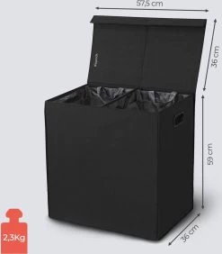 LifeGoods Wasmand - 2 Vakken Met Deksel - Opvouwbaar - 120 L - Wassorteerder - Stof - Zwart 12 LifeGoods Wasmand - 2 Vakken Met Deksel - Opvouwbaar - 120 L - Wassorteerder - Stof - Zwart -Schoonmaakartikelen Winkel 1050x1200 5