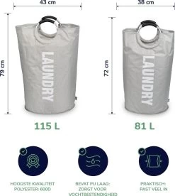 Wonair Wasmand – Wasbox - Wastas - Laundry Wasmand - Opvouwbaar – 81L – Lichtgrijs -Schoonmaakartikelen Winkel 1075x1200 1