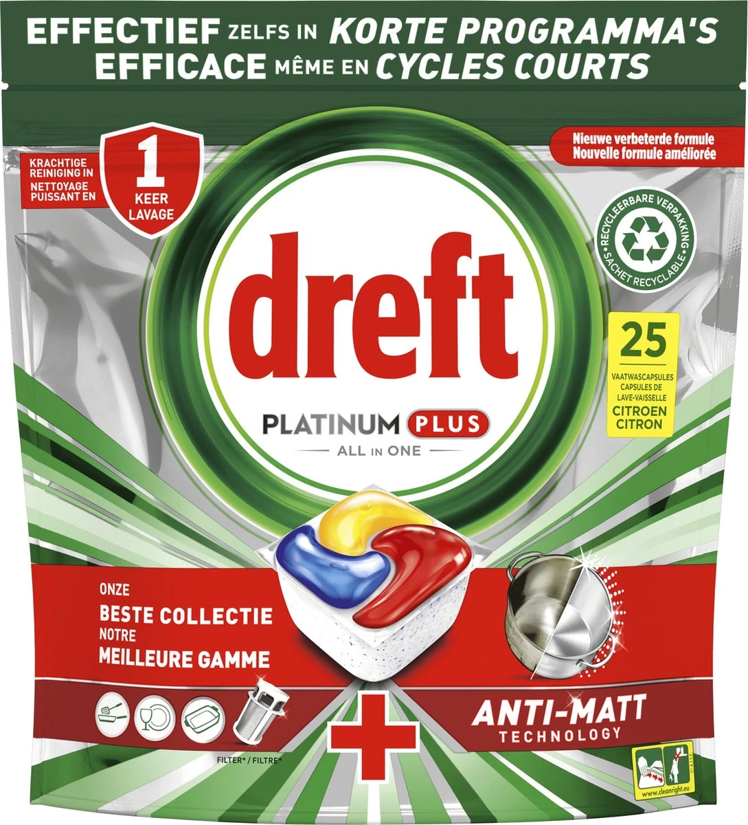 Dreft Platinum Plus All In One - Vaatwastabletten - Citroen - Voordeelverpakking 5 X 25 Stuks 4 Dreft Platinum Plus All In One - Vaatwastabletten - Citroen - Voordeelverpakking 5 X 25 Stuks - Afbeelding 2