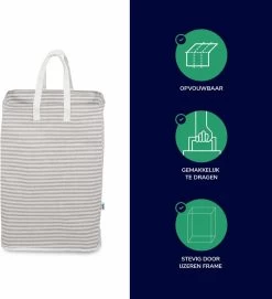 Wonair - Wasmand - Opberger - Organizer - Wastas - Opvouwbaar - Met Hengsel - Grijs - 72L -Schoonmaakartikelen Winkel 1095x1200 7