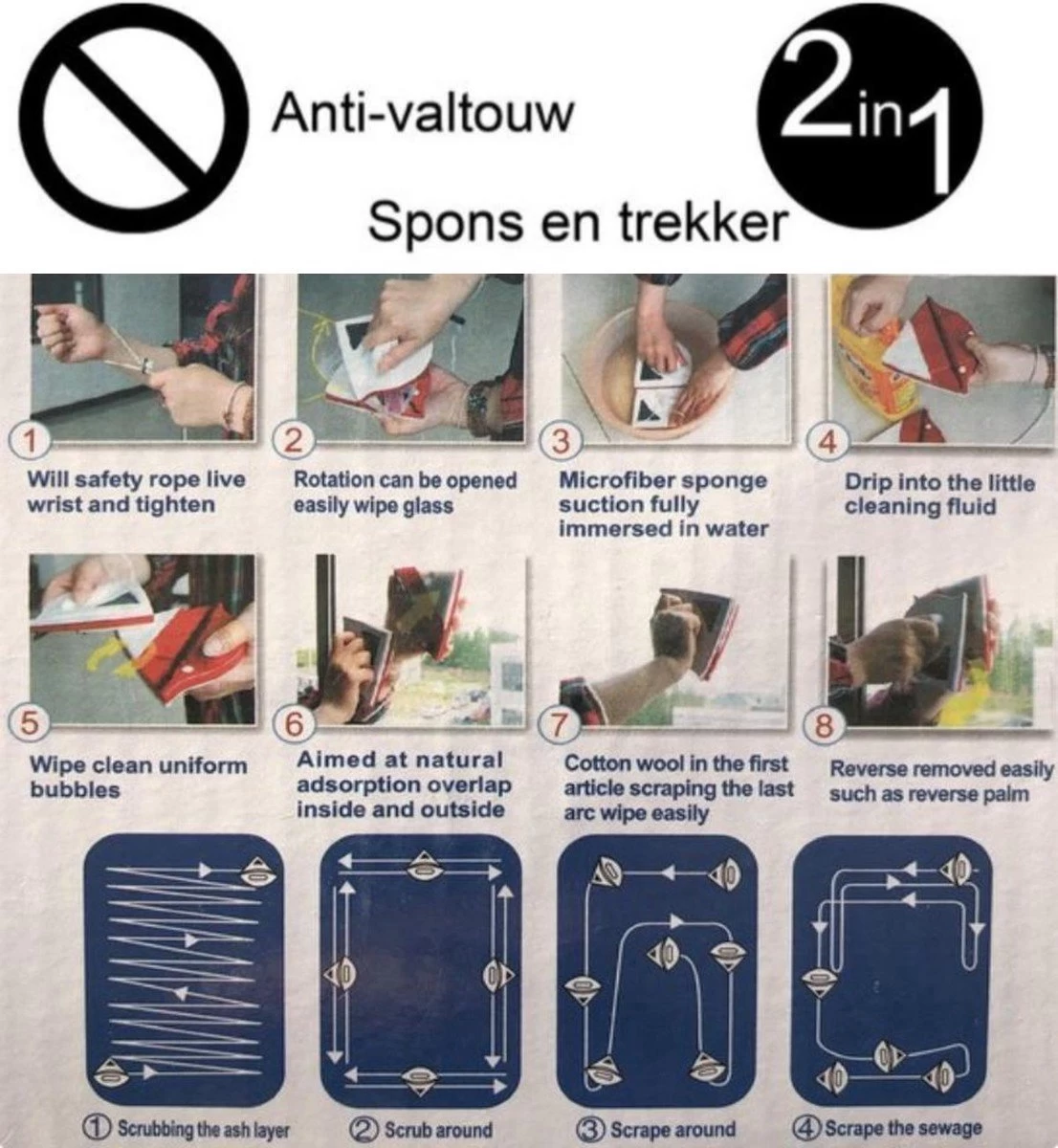 UP / Magnetische Raamwisser / Ruitenreiniger / Magnetische Glazenwasser / Glasreiniger Borstel / Ruitenwisser / Dubbele Magneet / Raamreiniger 4 UP / Magnetische Raamwisser / Ruitenreiniger / Magnetische Glazenwasser / Glasreiniger Borstel / Ruitenwisser / Dubbele Magneet / Raamreiniger - Afbeelding 2