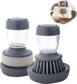 Afwasborstel Met Zeepdispenser – Met 3 Verschillende Opzet Stukken – Inclusief Houder – Grijs – Afwas Borstel Zeepreservoir – Zeep Handborstel – Doseerpomp – Afwasmiddel Dispenser – Navulbaar -Schoonmaakartikelen Winkel 1107x1200 3