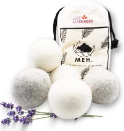 Goodlifehacks Originele XL 6 Stuks Drogerballen - Wasbollen - Wasverzachter - Zero Waste Dryerballs - Duurzaam - Herbruikbare Droogballen - Wit & Grijs - Energie Besparen