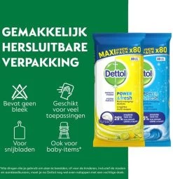 Dettol - 320 Schoonmaakdoekjes Power & Fresh - Citrus 2x80 - Oceanfris 2x80 -Schoonmaakartikelen Winkel 1161x1200 2