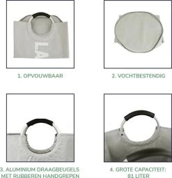 Wonair Wasmand – Wasbox - Wastas - Laundry Wasmand - Opvouwbaar – 81L – Lichtgrijs -Schoonmaakartikelen Winkel 1164x1200 7