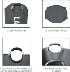 Wonair Wasmand – Waszak – Laundry Basket - Opvouwbaar – 81L - Donkergrijs -Schoonmaakartikelen Winkel 1164x1200 8