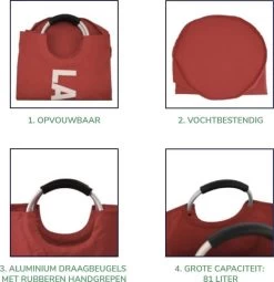 Wonair® Wasmand – Waszak – Wassorteerder - Opvouwbaar – Rood – 81L -Schoonmaakartikelen Winkel 1164x1200 9