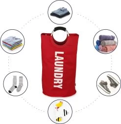 Wonair® Wasmand – Waszak – Wassorteerder - Opvouwbaar – Rood – 81L -Schoonmaakartikelen Winkel 1169x1200 5