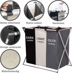 Moderne Wasmand Met 3 Vakken - Aluminium Wassorteerder - Opvouwbaar - 118L - Laundry Basket 8 Moderne Wasmand Met 3 Vakken - Aluminium Wassorteerder - Opvouwbaar - 118L - Laundry Basket -Schoonmaakartikelen Winkel 1175x1200 5
