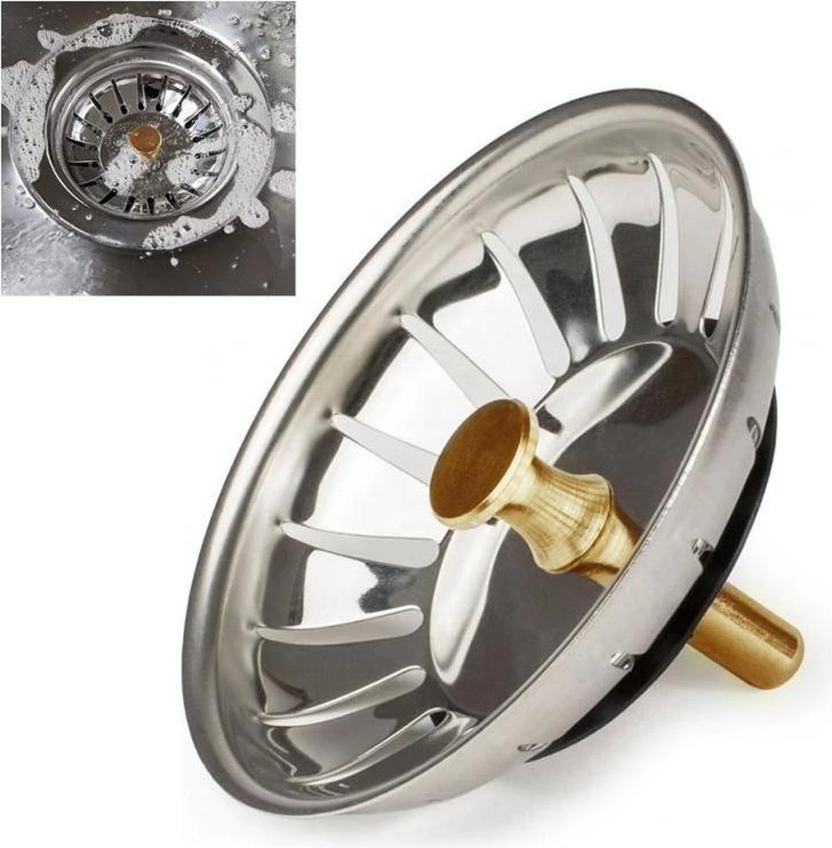 Afvoerzeef Roestvrijstaal - Gootsteen Zeef - Gootsteen Stopper - RVS - 80mm 3 Afvoerzeef Roestvrijstaal - Gootsteen Zeef - Gootsteen Stopper - RVS - 80mm