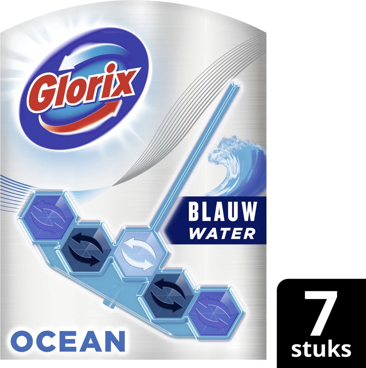 Glorix Power 5+ Ocean Toiletblokken - 7 Stuks - Voordeelverpakking 3 Glorix Power 5+ Ocean Toiletblokken - 7 Stuks - Voordeelverpakking