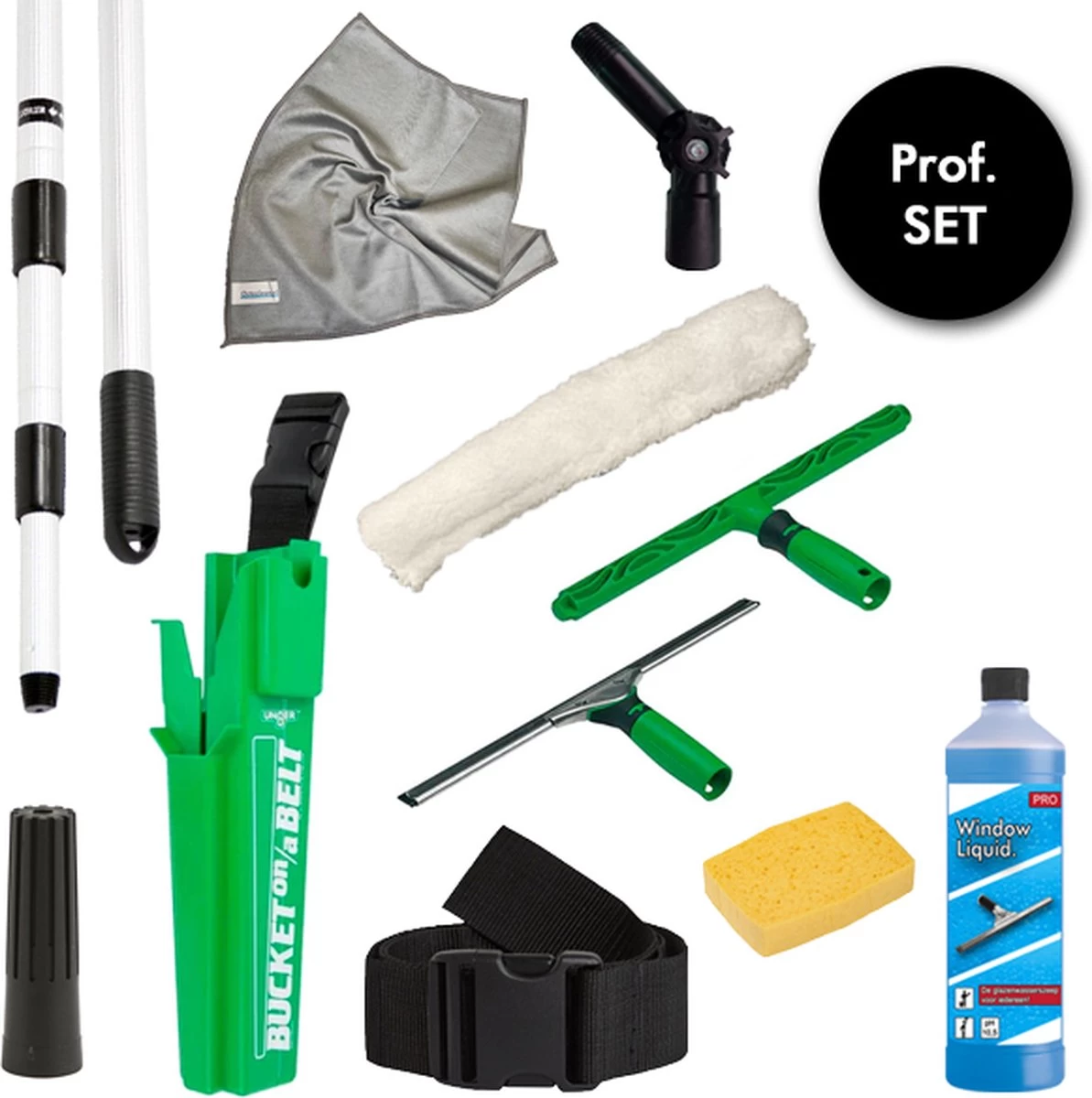 Unger All-IN-ONE Professionele Glasreinigingsset - Telescoopsteel 4m, Raamtrekker, Inwasser, Bucket+Riem, Glasdoek, Window Liquid. & Azella Spons 3 Unger All-IN-ONE Professionele Glasreinigingsset - Telescoopsteel 4m, Raamtrekker, Inwasser, Bucket+Riem, Glasdoek, Window Liquid. & Azella Spons