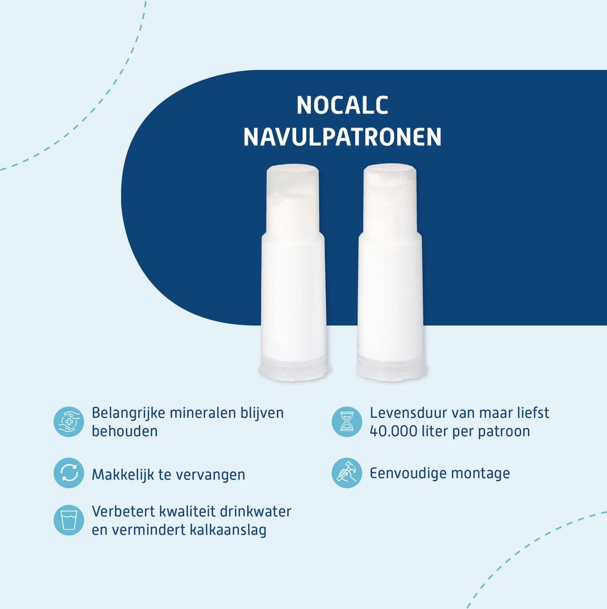 NoCalc Navulpatronen - 2 Stuks - Gebruik I.c.m. Electronic Sensor - Waterontharder - Waterontkalker 5 NoCalc Navulpatronen - 2 Stuks - Gebruik I.c.m. Electronic Sensor - Waterontharder - Waterontkalker - Afbeelding 3