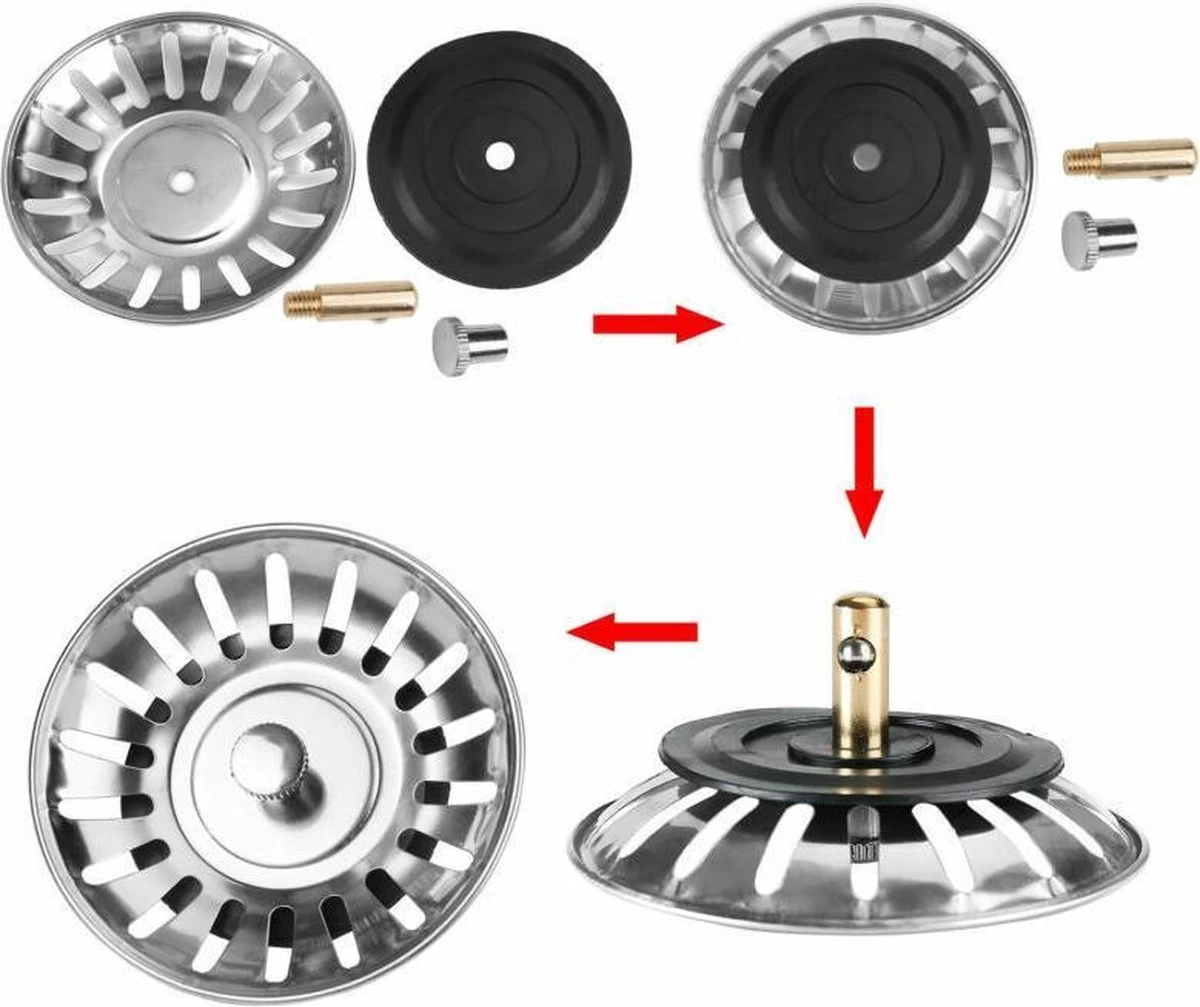 Afvoerzeef Roestvrijstaal - Gootsteen Zeef - Gootsteen Stopper - RVS - 80mm 5 Afvoerzeef Roestvrijstaal - Gootsteen Zeef - Gootsteen Stopper - RVS - 80mm - Afbeelding 3