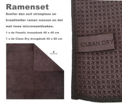 Raamdoeken Raamset Schoonmaakdoeken 2 Stuks Fanatic & Clean Dry Ramenset Origineel Ramen Zemen Grijs/grijs