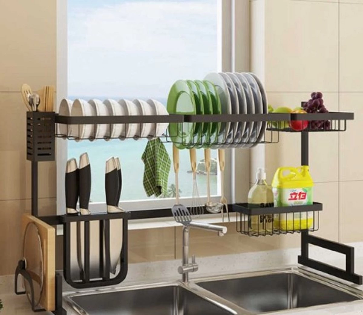 Sens Design Afwasrek Zwart - Afdruiprek - 82,5 Cm - RVS 5 Sens Design Afwasrek Zwart - Afdruiprek - 82,5 Cm - RVS - Afbeelding 3