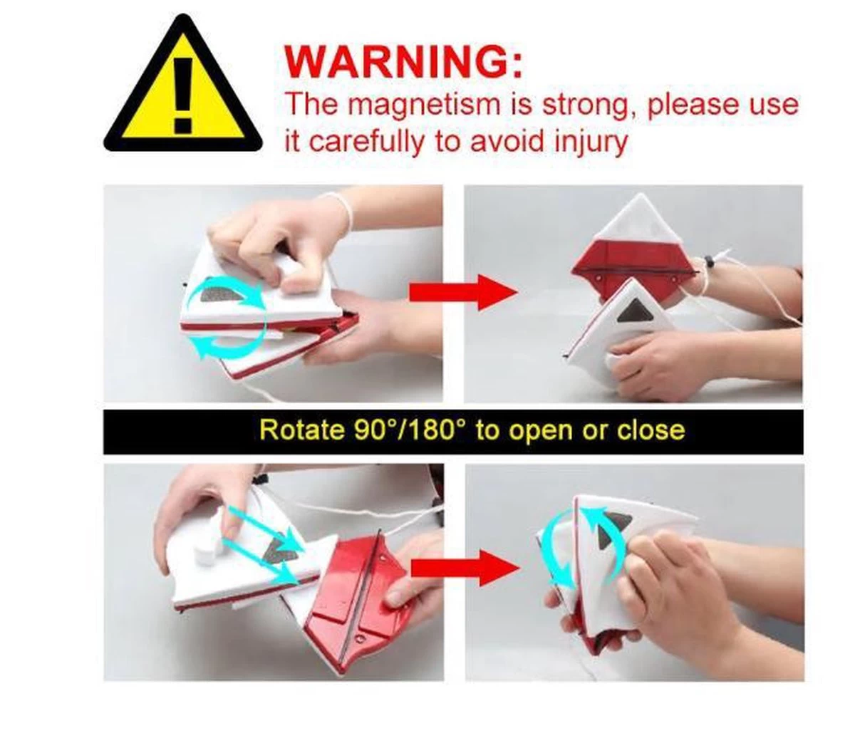 Merkloos Magnetische Raamwisser - Ruitenreiniger - Dubbel Glas - Rood - 5-24 Mm Glas 7 Merkloos Magnetische Raamwisser - Ruitenreiniger - Dubbel Glas - Rood - 5-24 Mm Glas - Afbeelding 5