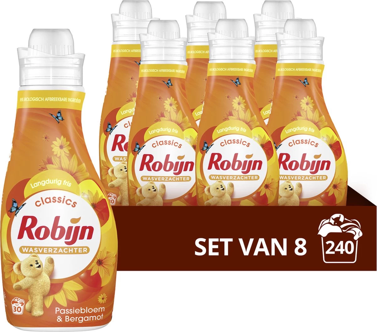 Robijn Classics Passiebloem & Bergamot Wasverzachter - 8 X 30 Wasbeurten - Voordeelverpakking 3 Robijn Classics Passiebloem & Bergamot Wasverzachter - 8 X 30 Wasbeurten - Voordeelverpakking