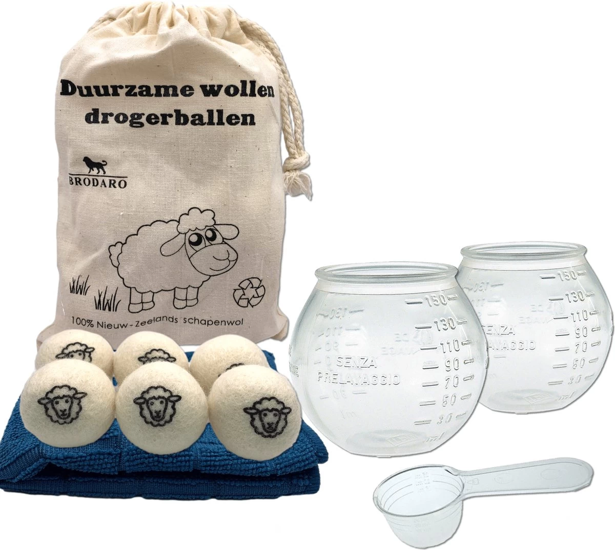 Waspakket - 6 Drogerballen - 2 Wasbollen - Maatschepje - Wasdoekje - Doseerbol - Wasbol - Doseerbollen 3 Waspakket - 6 Drogerballen - 2 Wasbollen - Maatschepje - Wasdoekje - Doseerbol - Wasbol - Doseerbollen