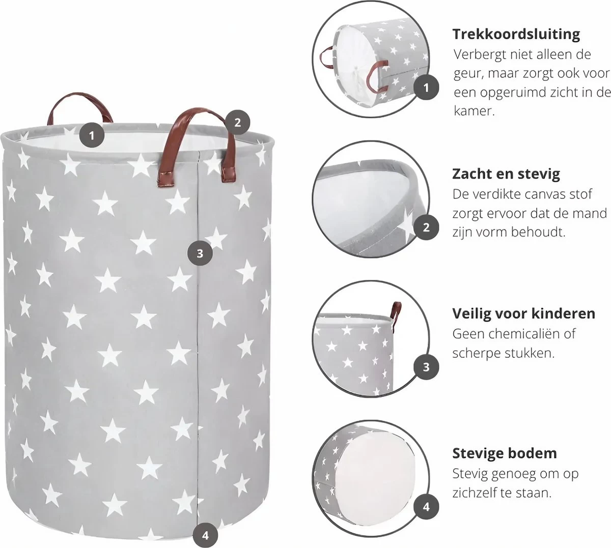 MAESON Wasmand Met Deksel - Opvouwbaar - Waterdicht - 72 L - Opbergmand Kinderkamer - Grijs 6 MAESON Wasmand Met Deksel - Opvouwbaar - Waterdicht - 72 L - Opbergmand Kinderkamer - Grijs - Afbeelding 4