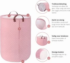 MAESON Wasmand Met Deksel - Opvouwbaar - Waterdicht - 72 L - Opbergmand Kinderkamer - Roze -Schoonmaakartikelen Winkel 1200x1079 6