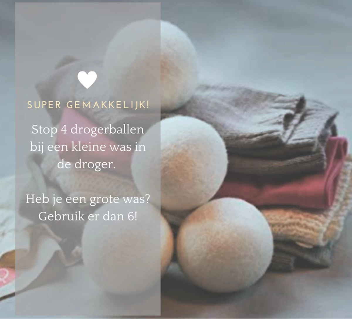 Geniet Van Gemak® | Herbruikbare Wollen Drogerballen | Wasbollen | Schaapswol | Duurzame En Energiebesparende Wasballen | 6 XL Drogerballen 4 Geniet Van Gemak® | Herbruikbare Wollen Drogerballen | Wasbollen | Schaapswol | Duurzame En Energiebesparende Wasballen | 6 XL Drogerballen - Afbeelding 2