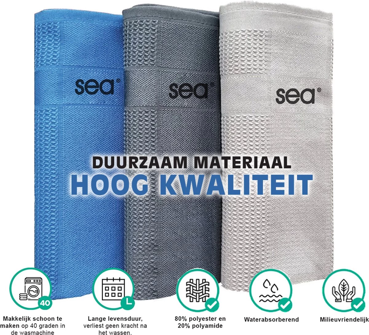 SEA Microvezeldoekjes | 2 SETS | Schoonmaakdoeken | Duurzaam | Microvezel Doek Auto | Reinigingsdoekjes | Microvezeldoeken | Schoonmaakdoekjes | Raamdoeken | 60x40cm | 2x3 Stuks 6 SEA Microvezeldoekjes | 2 SETS | Schoonmaakdoeken | Duurzaam | Microvezel Doek Auto | Reinigingsdoekjes | Microvezeldoeken | Schoonmaakdoekjes | Raamdoeken | 60x40cm | 2x3 Stuks - Afbeelding 4