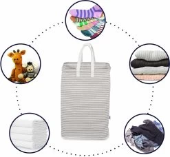 Wonair - Wasmand - Opberger - Organizer - Wastas - Opvouwbaar - Met Hengsel - Grijs - 72L -Schoonmaakartikelen Winkel 1200x1109 8