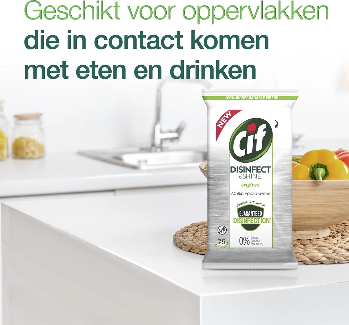 Cif Disinfect & Shine Wipes Doden 99,99% Van De Bacteriën Original Desinfecterende Schoonmaakdoekjes, Van 100% Biologisch Afbreekbaar Textiel 5 X 75 Doekjes 9 Cif Disinfect & Shine Wipes Doden 99,99% Van De Bacteriën Original Desinfecterende Schoonmaakdoekjes, Van 100% Biologisch Afbreekbaar Textiel 5 X 75 Doekjes - Afbeelding 7