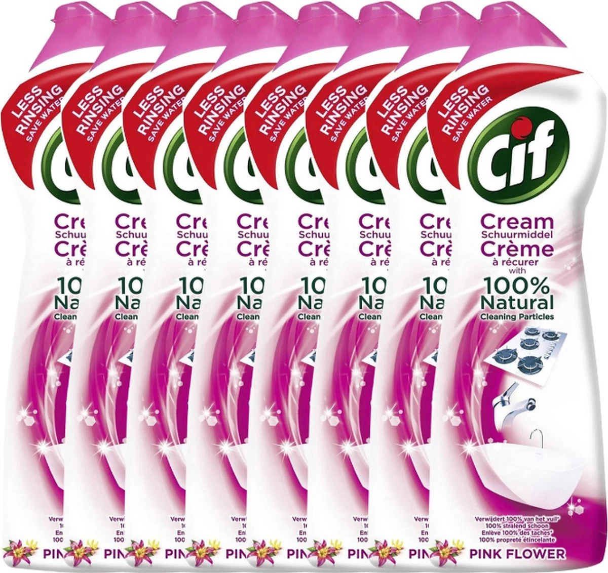 CIF Cream Pink Flower - 8 X 500 Ml - Schuurmiddel - Voordeelverpakking 5 CIF Cream Pink Flower - 8 X 500 Ml - Schuurmiddel - Voordeelverpakking - Afbeelding 3
