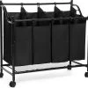 Songmics Wassorteerder Basket Op Wielen - Grote Dubbele Wassorteer Mand Met Vier Vakken - Sorteer Wasmand Zak - 4 Waszakken -Schoonmaakartikelen Winkel 1200x1134 1