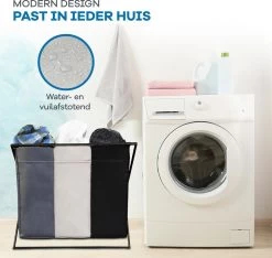 WITTS Wasmand Met 3 Vakken - Wassorteerder - Opvouwbaar - 90 L – Aluminium - Mat Zwart -Schoonmaakartikelen Winkel 1200x1138 2