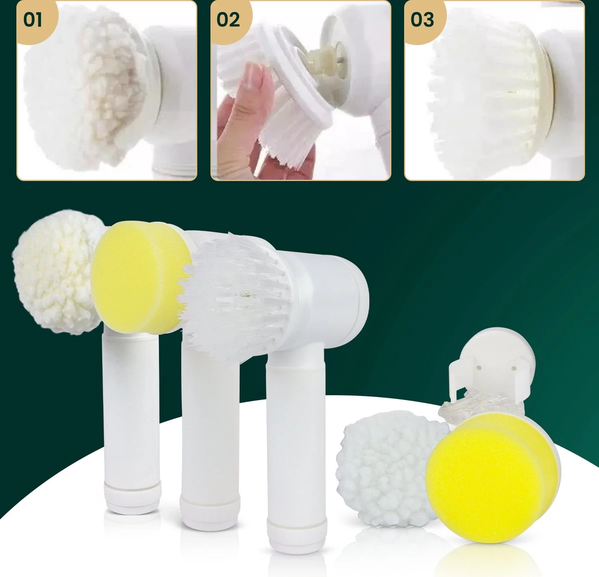 Apeiron Elektrische Schoonmaakborstel - Poetsmachine - Poliermachine - Schrobborstel - Handborstel - Werkborstel - Schrobber - Boorborstel - Wasborstel - Schoonmaakmiddelen - Reinigingsborstel - 3 Opzetstukken 6 Apeiron Elektrische Schoonmaakborstel - Poetsmachine - Poliermachine - Schrobborstel - Handborstel - Werkborstel - Schrobber - Boorborstel - Wasborstel - Schoonmaakmiddelen - Reinigingsborstel - 3 Opzetstukken - Afbeelding 4