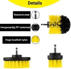 Merkloos 4-delige Borstelset Voor Boormachine - Inclusief Verlengstuk - Opzetborstels - Schrobborstel - Schuurborstel - Schoonmaakborstel - Tapijtreiniger - Brush - Geel - Gratis Verzending -Schoonmaakartikelen Winkel 1200x1156 4