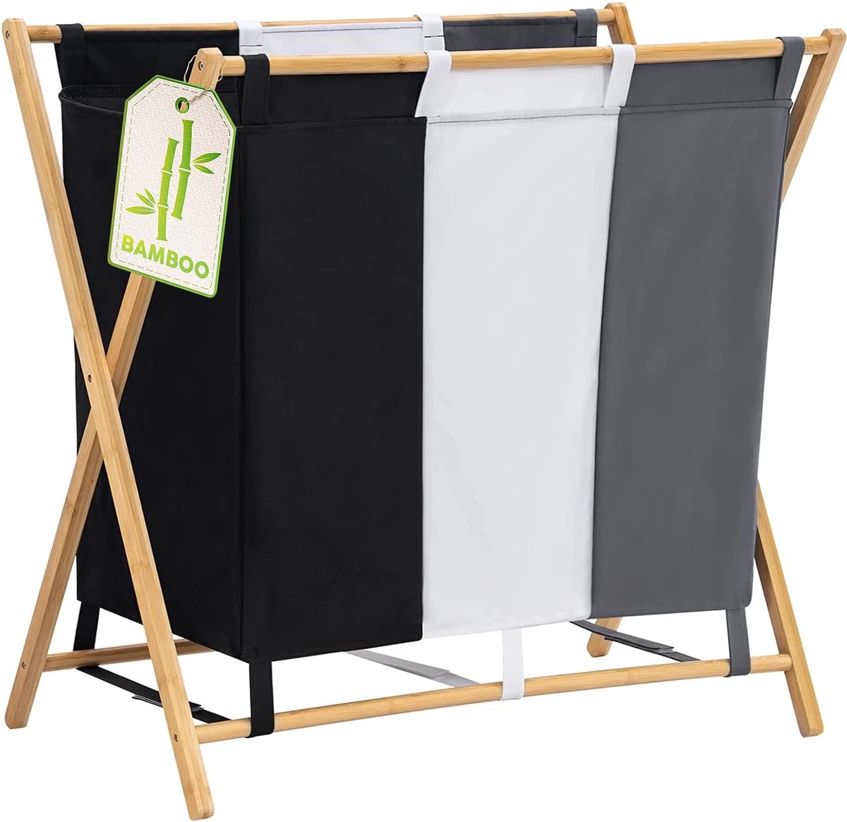 Strex Wasmand Met 3 Vakken 143L - Opklapbaar - Wassorteerder 3 Strex Wasmand Met 3 Vakken 143L - Opklapbaar - Wassorteerder