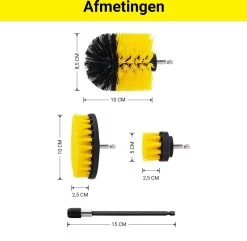 Merkloos 4-delige Borstelset Voor Boormachine - Inclusief Verlengstuk - Opzetborstels - Schrobborstel - Schuurborstel - Schoonmaakborstel - Tapijtreiniger - Brush - Geel - Gratis Verzending -Schoonmaakartikelen Winkel 1200x1170 5