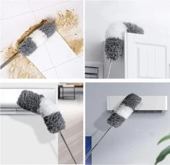 Vannons - Plumeau - Ragebol - Plumeau Uitschuifbaar Tot 245 Cm - Met Telescoopsteel - Wasbaar Microvezel - Grijs Wit -Schoonmaakartikelen Winkel 1200x1171 3