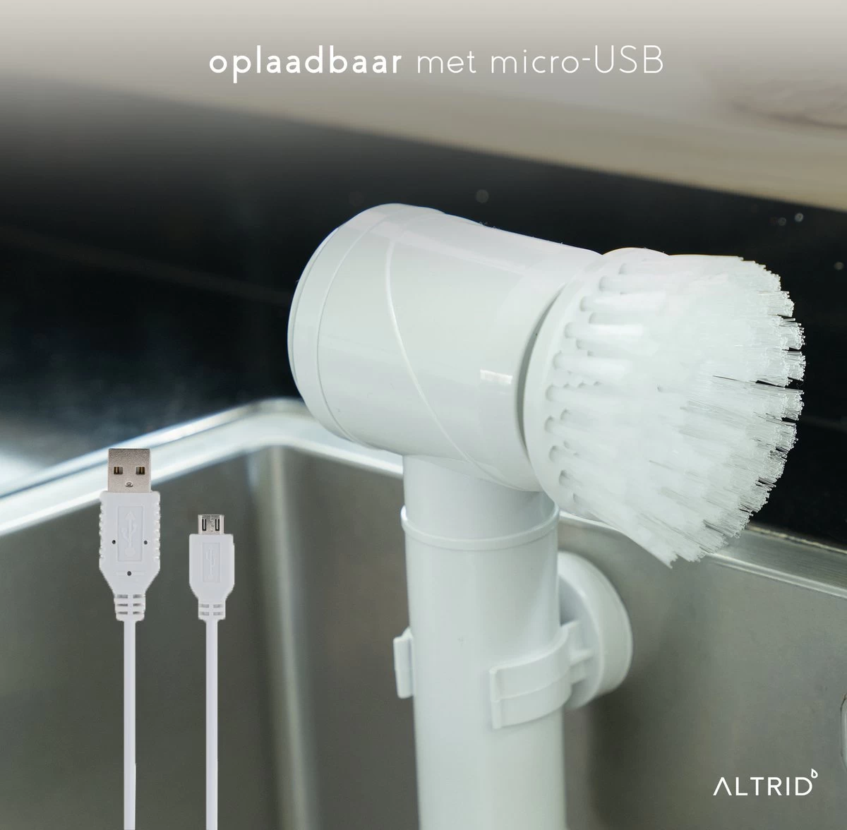 Altrid Elektrische Schoonmaakborstel - Oplaadbaar - Verbeterde Versie - 3 Opzetstukken - Poetsmachine - Handborstel - Schrobborstel - Schrobber - Reinigingsborstel - Schoonmaakmiddelen 6 Altrid Elektrische Schoonmaakborstel - Oplaadbaar - Verbeterde Versie - 3 Opzetstukken - Poetsmachine - Handborstel - Schrobborstel - Schrobber - Reinigingsborstel - Schoonmaakmiddelen - Afbeelding 4