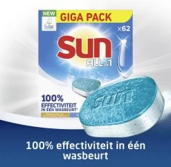 SUN® Sun All-in 1 Normaal Vaatwastabletten - 62 Tabletten - Voordeelverpakking 13 SUN® Sun All-in 1 Normaal Vaatwastabletten - 62 Tabletten - Voordeelverpakking -Schoonmaakartikelen Winkel 1200x1176 5