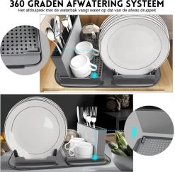 Afdruiprek Met Lekbak - Inclusief Afdruipmat - Opvouwbaar - Afwasrek Met Uitneembare Bestekhouder - Voor Bestek, Borden, Pannen En Schalen 11 Afdruiprek Met Lekbak - Inclusief Afdruipmat - Opvouwbaar - Afwasrek Met Uitneembare Bestekhouder - Voor Bestek, Borden, Pannen En Schalen -Schoonmaakartikelen Winkel 1200x1176 6