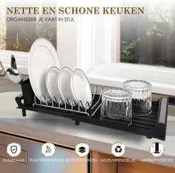 MIRI Afdruiprek – Afwasrek – Uitschuifbaar – Met Lekbak In Gootsteen – Afwas – Roestvrij Staal – Zwart 16 MIRI Afdruiprek – Afwasrek – Uitschuifbaar – Met Lekbak In Gootsteen – Afwas – Roestvrij Staal – Zwart -Schoonmaakartikelen Winkel 1200x1183 3