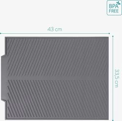 Navaris Siliconen Droogmat Met Afvoer - Aanrecht Droogmat Voor Afwas, Borden, Bestek, Glazen - Grijs -Schoonmaakartikelen Winkel 1200x1184 7