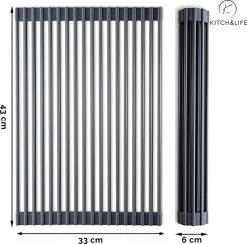 Kitch&Life Afdruiprek Oprolbaar - Mat Zwart - Pannenonderzetter - Afdruipmat - Keukenrek 3-in-1 -Schoonmaakartikelen Winkel 1200x1185 1