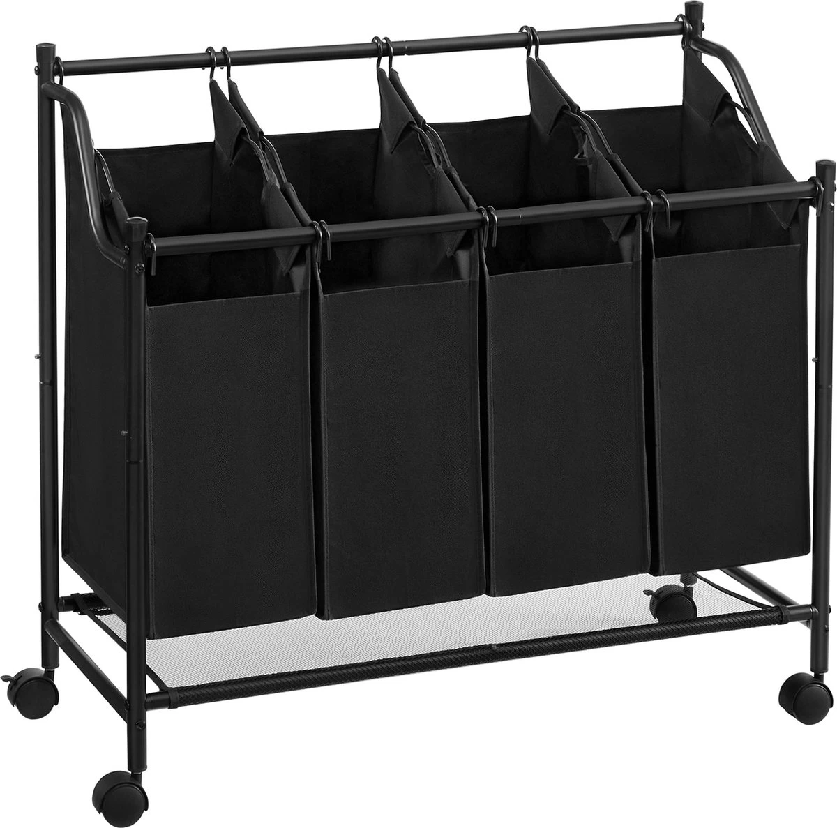 Acaza Stevige Wassorteerder - Wasmand Op Wieltjes Met 4 Uitneembare Vakken - 140L - Zwart 11 Acaza Stevige Wassorteerder - Wasmand Op Wieltjes Met 4 Uitneembare Vakken - 140L - Zwart - Afbeelding 9
