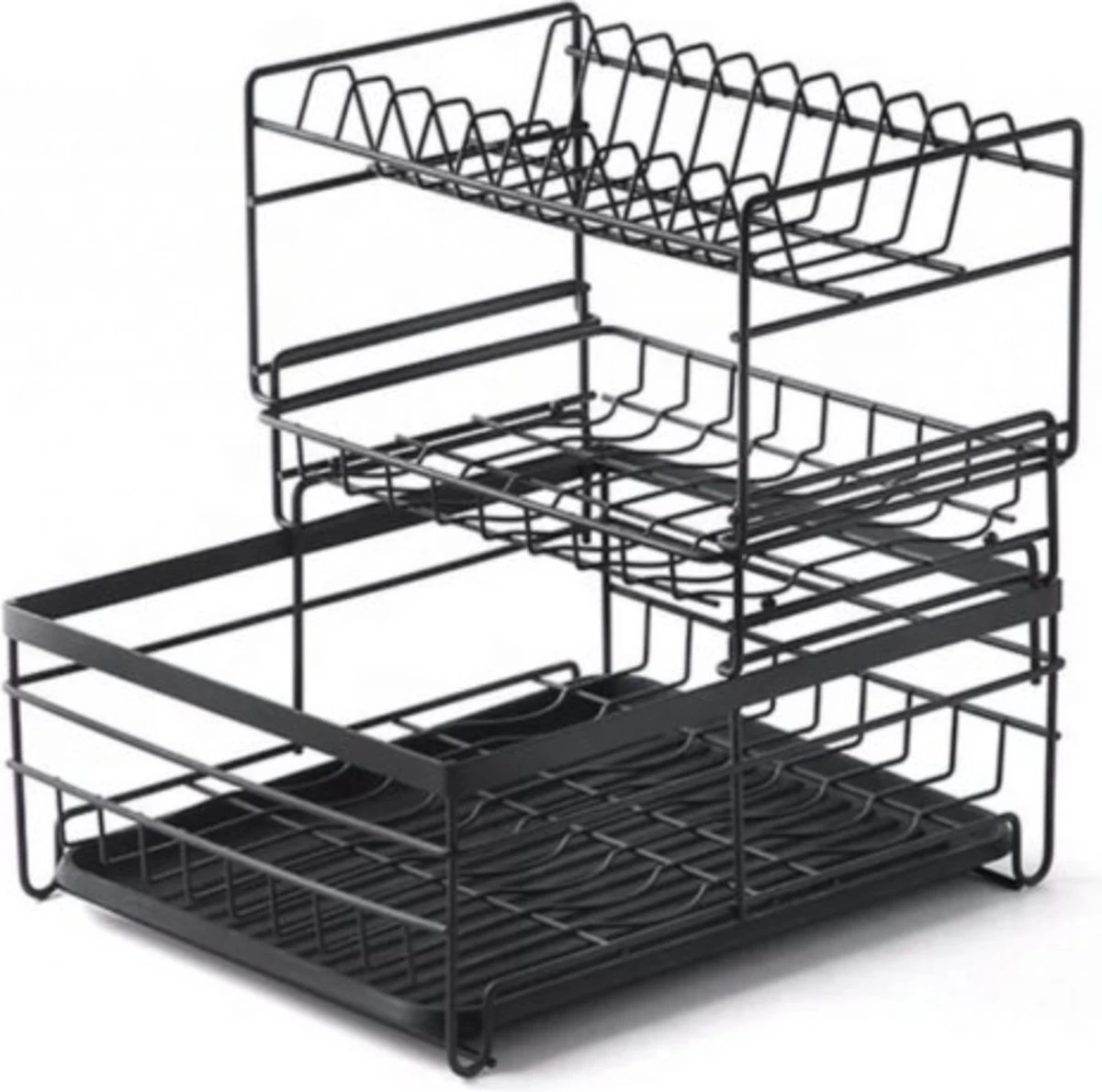 Luxaliving - Metalen Afdruiprek Met Lekbak – Afwas Droogrek – RVS Vaatwasrek – Keuken Droogrek Met Bestekmand – 3 Etages 4 Luxaliving - Metalen Afdruiprek Met Lekbak – Afwas Droogrek – RVS Vaatwasrek – Keuken Droogrek Met Bestekmand – 3 Etages - Afbeelding 2