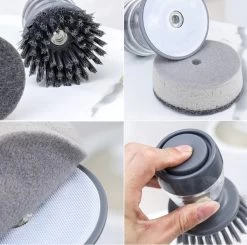 Afwasborstel Met Zeepdispenser – Met 3 Verschillende Opzet Stukken – Inclusief Houder – Grijs – Afwas Borstel Zeepreservoir – Zeep Handborstel – Doseerpomp – Afwasmiddel Dispenser – Navulbaar -Schoonmaakartikelen Winkel 1200x1189 8